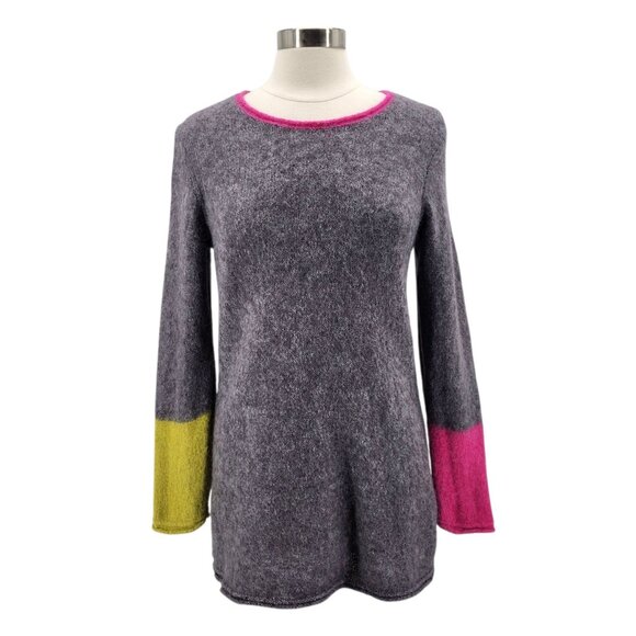Gudrun Sjoden Womens Medium Sweater Alpaca Blend  Tunic Color Block Gray Fuchsia - Picture 9 of 9